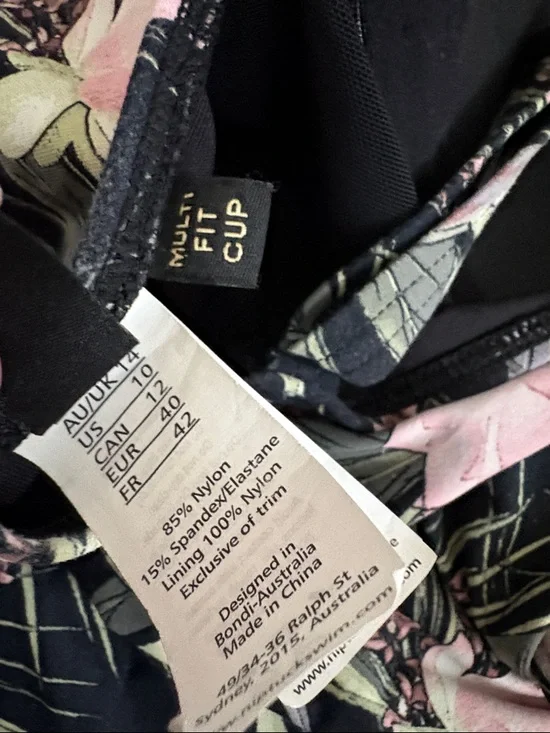 Black Floral One-Piece Swimsuit with Pink Accents - Picture 4 of 4